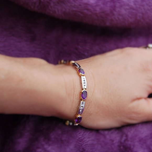 Amethyst White Gold and Diamond Bracelet - Picture 9 of 10